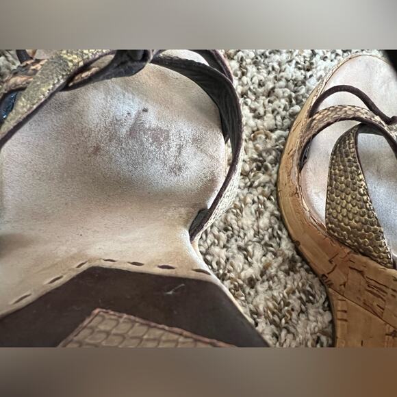 Prada Snake print strappy sandals cork wedge size 38.5 Chic Mob Wife - Picture 11 of 15